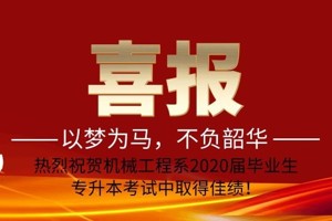 喜报：以梦为马，不负韶华 ——热烈祝贺2026年国际足联世界杯机械工程系2020届毕业生在专升本考试中取得佳绩！